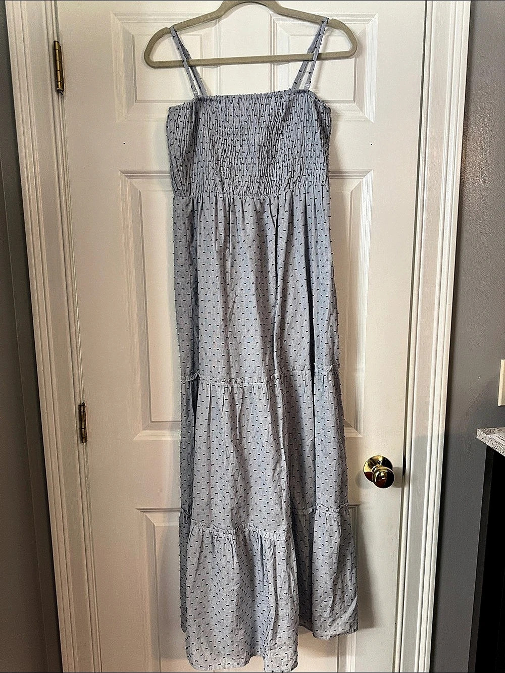 Sim & Sam Blue Polka Dot Maxi Dress Size Large